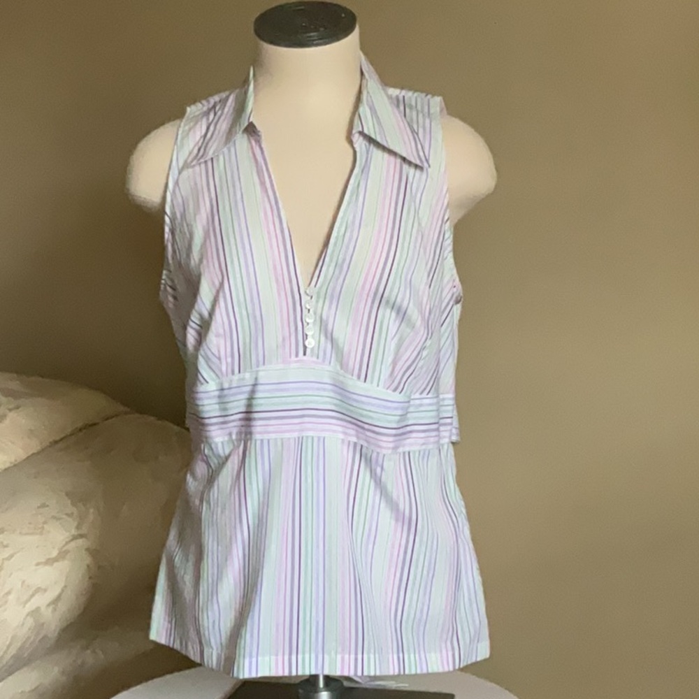 NWT Loft Size 8 Striped 100% Cotton Shirt